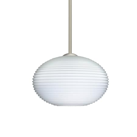 Besa Lighting Pape 12 Cord Pendant, Opal Ribbed, Satin Nickel Finish, 1x100W Incandescent 1TT-491307-SN